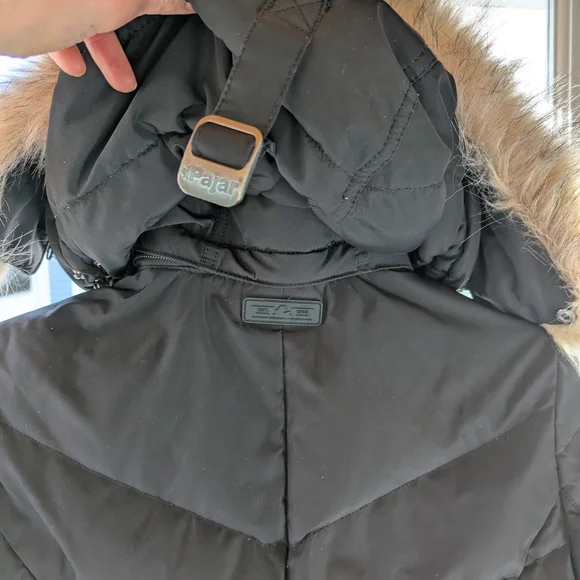 Women's Black Puffer Jacket with Fur Trim